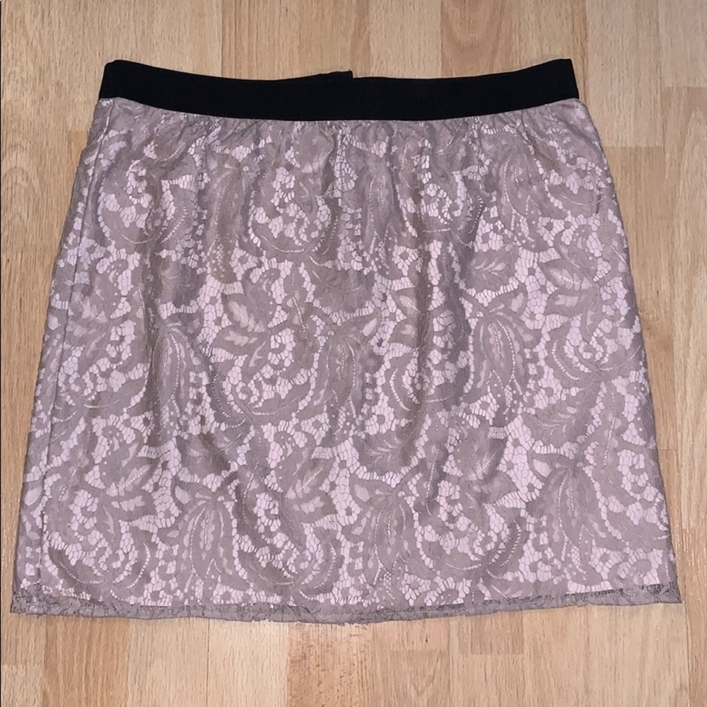 LOFT Blush Lace Overlay Skirt 10